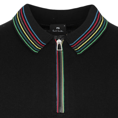 Paul Smith Sweater SS Polo Knitwear in Black Zip Placket