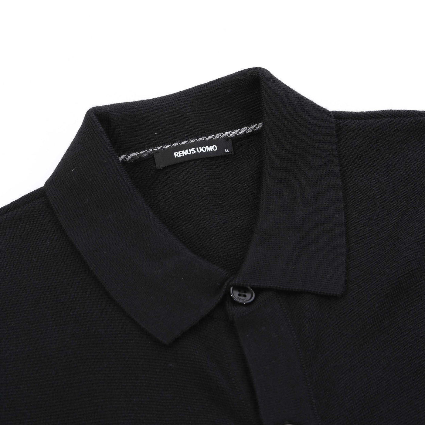 Remus Uomo Button Thru Cardigan in Black Collar