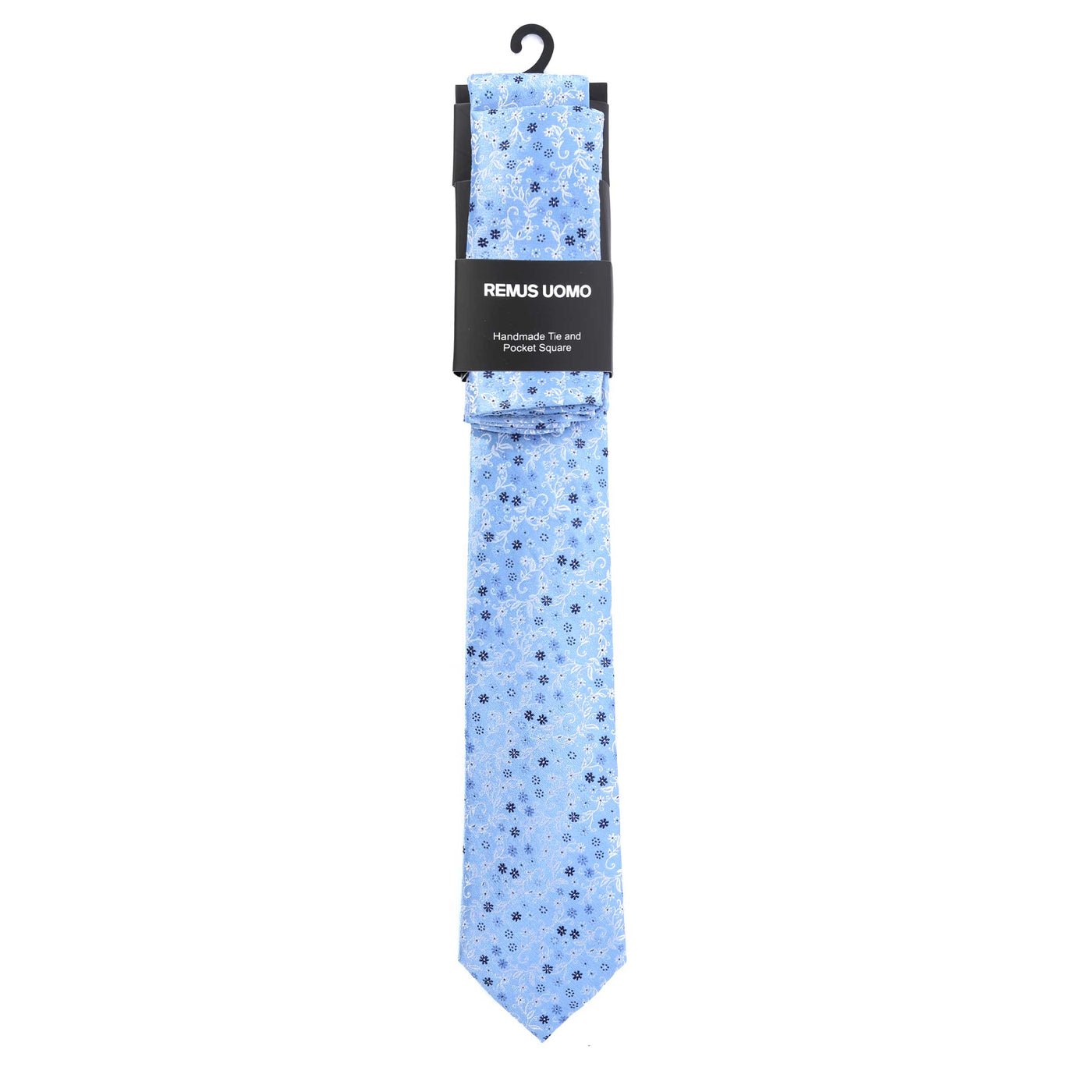 Remus Uomo Floral Tie & Hank Set in Sky Blue