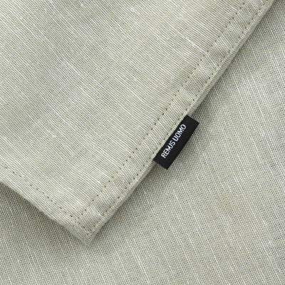 Remus Uomo Frank Linen Shirt in Sage Green Logo Tab