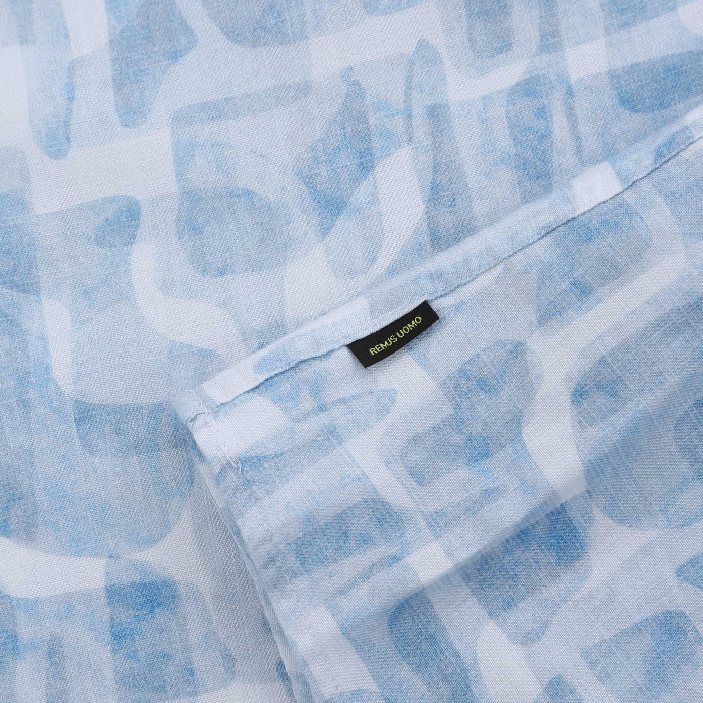 Remus Uomo Geometric Design SS Shirt in Sky Blue Logo Tab