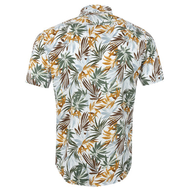 Remus Uomo Jungle Print Short Sleeve Shirt in Green & Beige Print Back