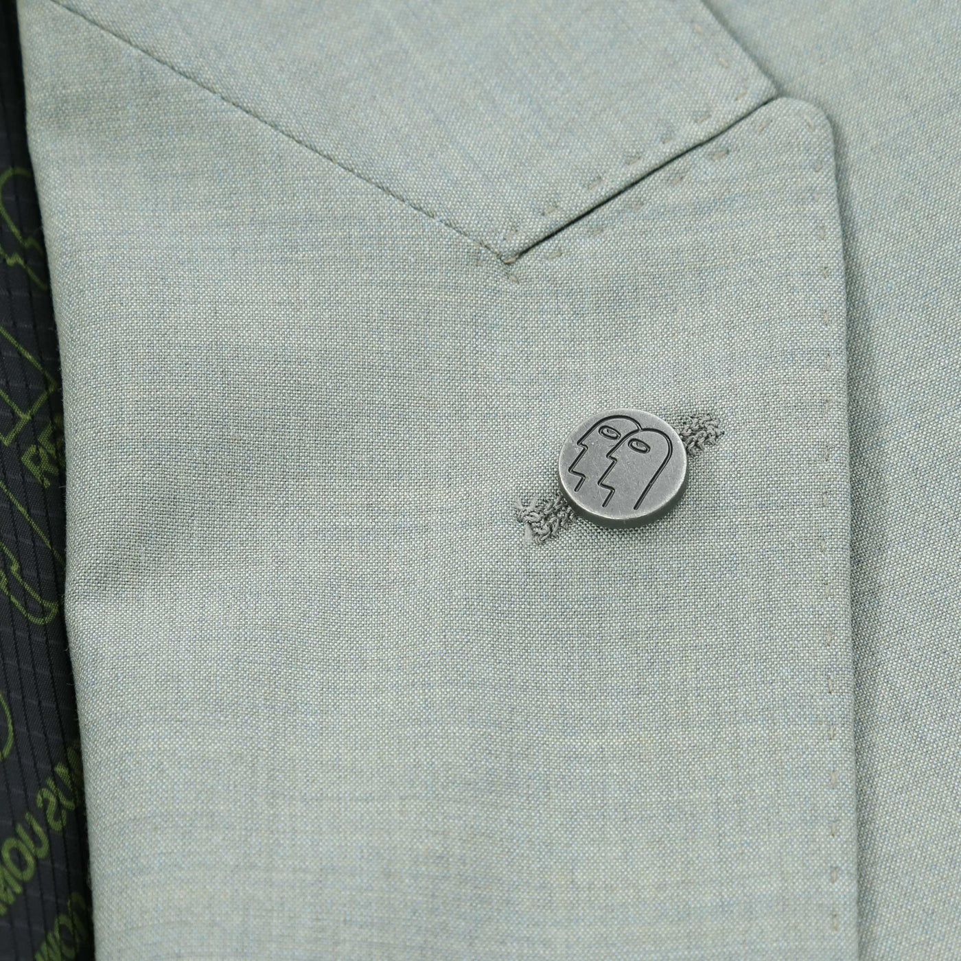 Remus Uomo Massa Jacket in Sage Green Pin Badge