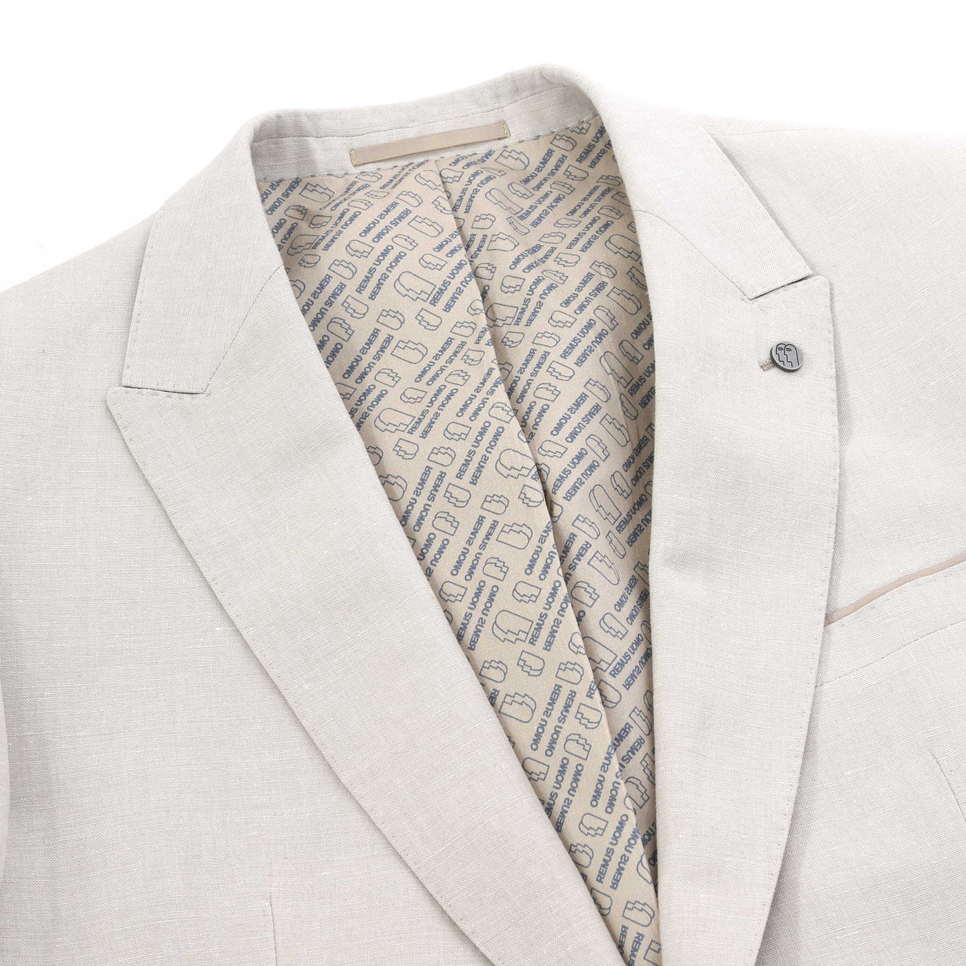 Remus Uomo Massa Linen Jacket in Natural Lapel