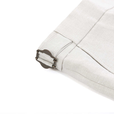 Remus Uomo Massa Linen Trouser in Natural Waist Buckle