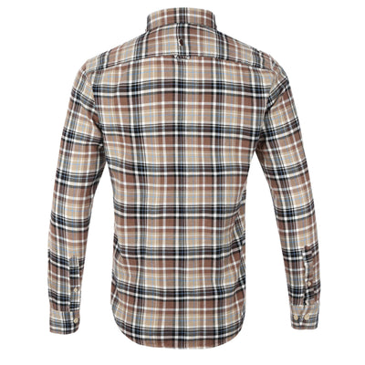 Remus Uomo Parker Check Flannel Shirt in Brown Check Back