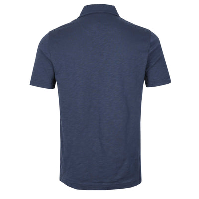 Remus Uomo Slub Skipper Collar Polo Shirt in Navy Back