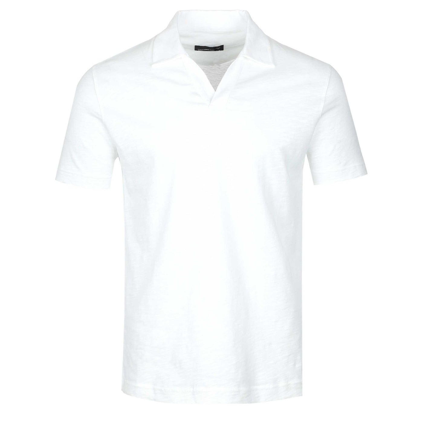 Remus Uomo Slub Skipper Collar Polo Shirt in White