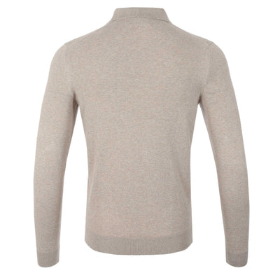 Remus Uomo Waffle Front Knitted Polo in Oatmeal Back