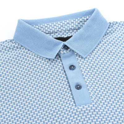 Remus Uomo Weave Polo Shirt in Sky Blue Placket