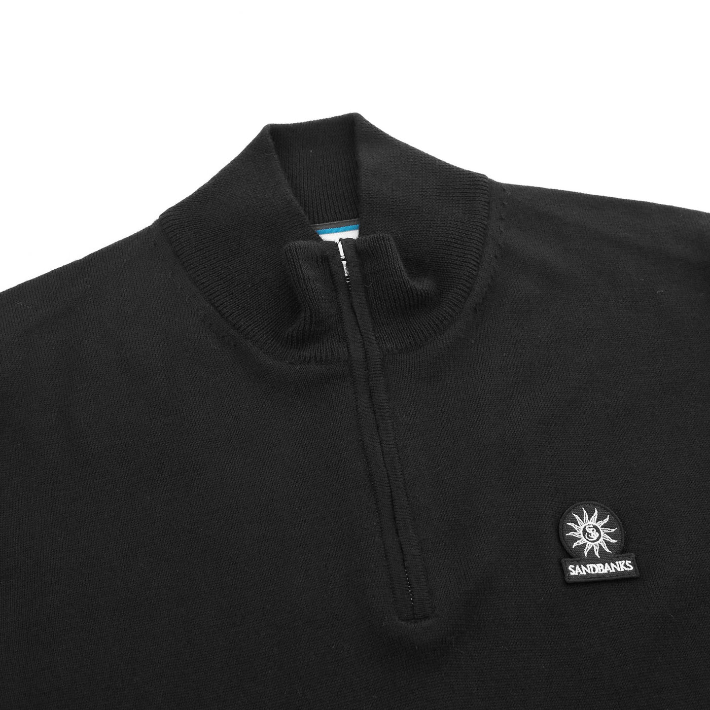 Sandbanks 1/4 Zip Knitwear in Black Placket