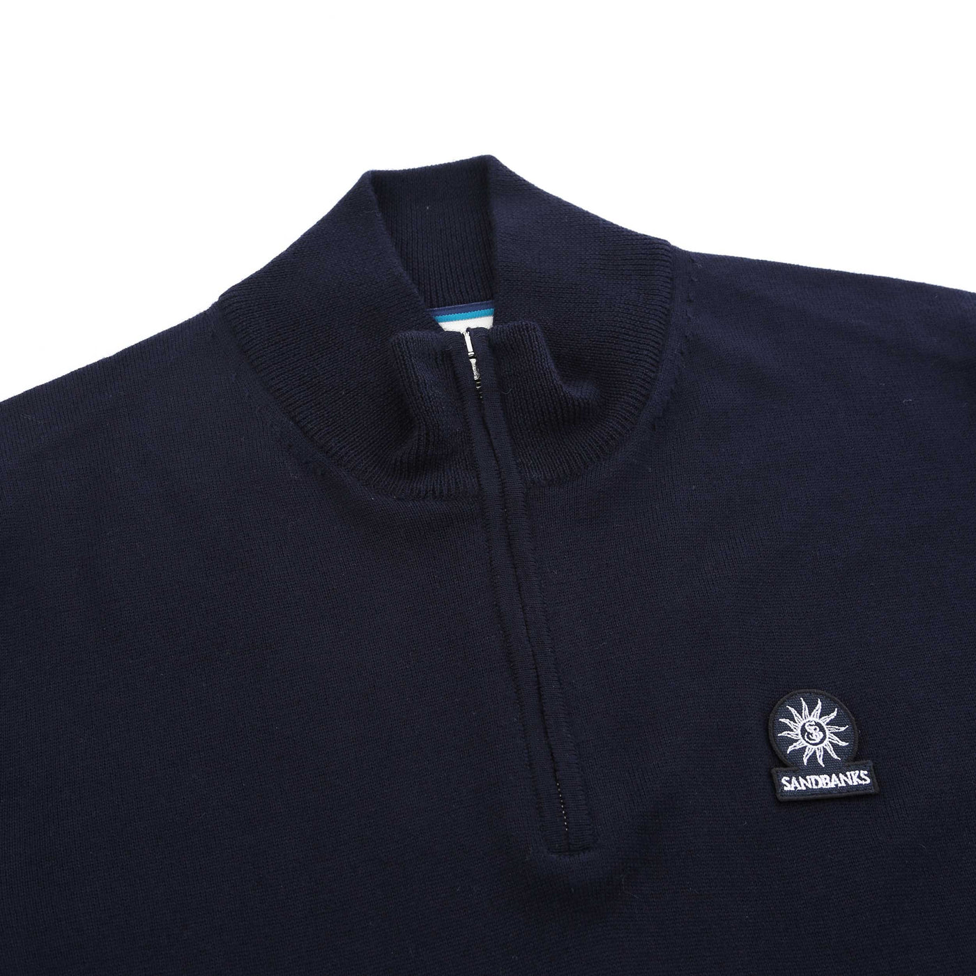 Sandbanks 1/4 Zip Knitwear in Navy Placket