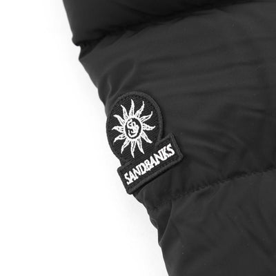 Sandbanks Dune Belted Mid Puffer Ladies Jacket in Black Logo