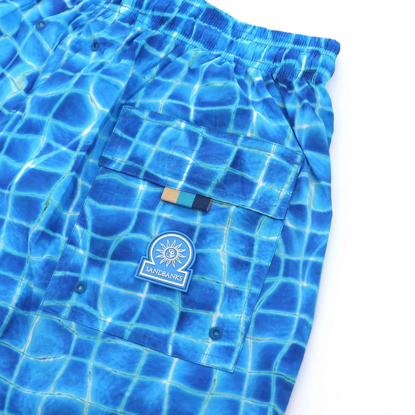 Sandbanks Mosaic Pool Side Swim Shorts in Blue Pocket