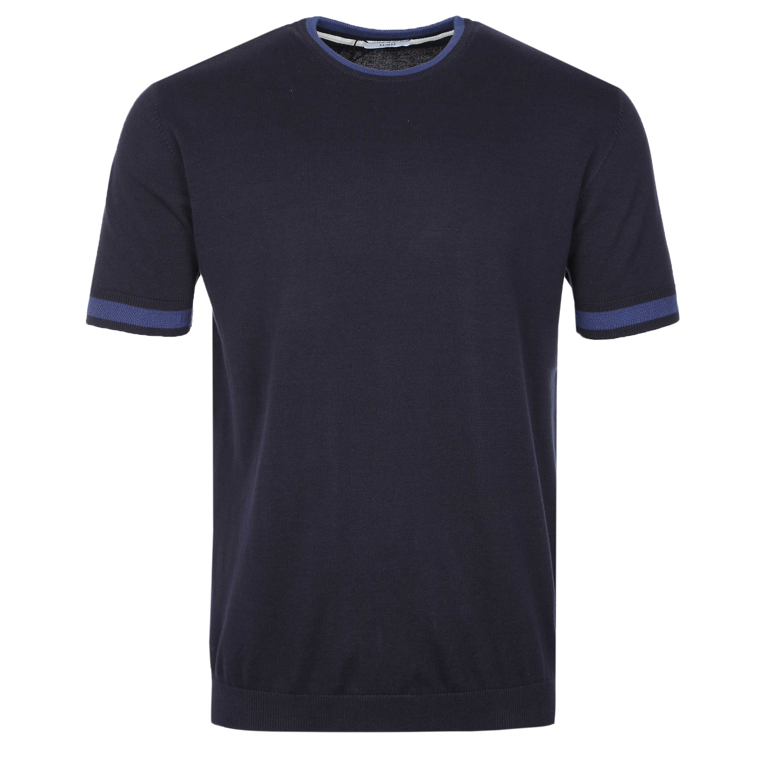 Seinse Crew Neck Knitted T Shirt in Navy