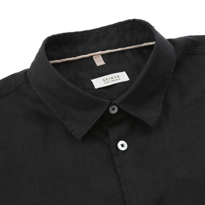 Seinse Basic Linen SS Shirt in Black Collar