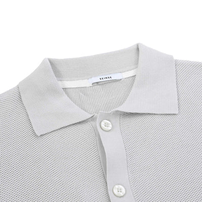 Seinse Button Through Cardigan in Pearl Grey Collar