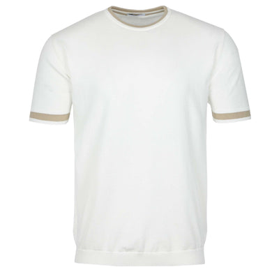 Seinse Crew Neck Knitted T Shirt in Off White