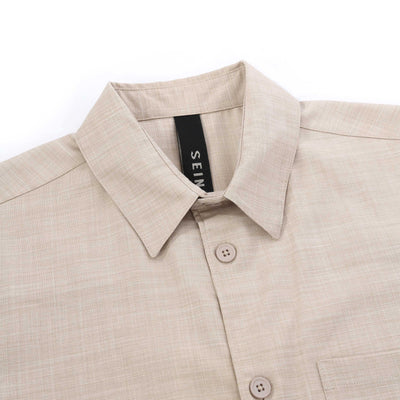 Seinse Stretch Overshirt in Beige Collar