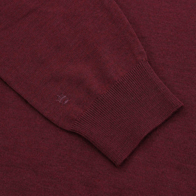 Thomas Maine 3 Button Merino Knit Polo Shirt in Burgundy Logo