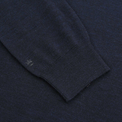 Thomas Maine 3 Button Merino Knit Polo Shirt in Navy Logo