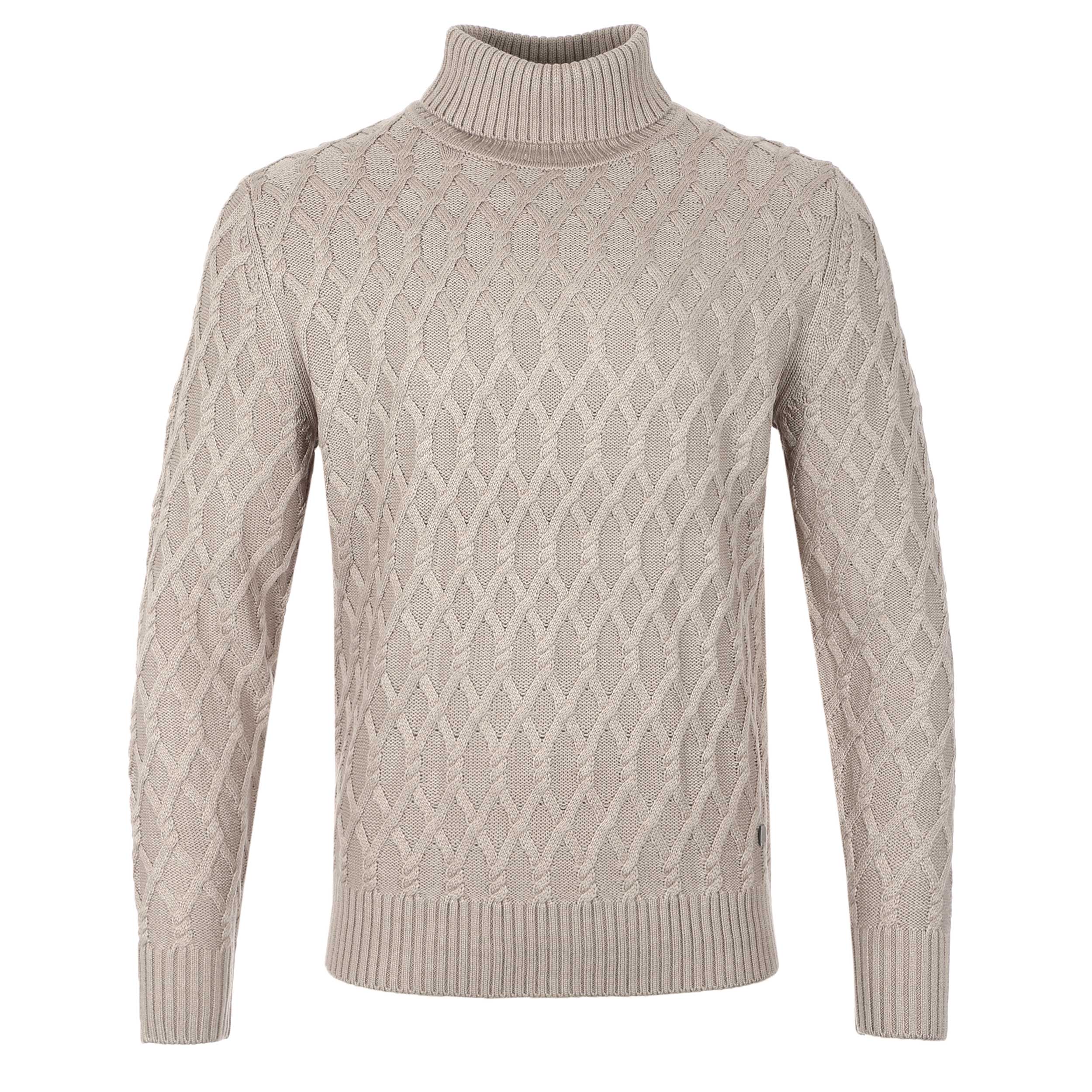 Thomas Maine Chunky Cable Roll Neck Knitwear in Oatmeal