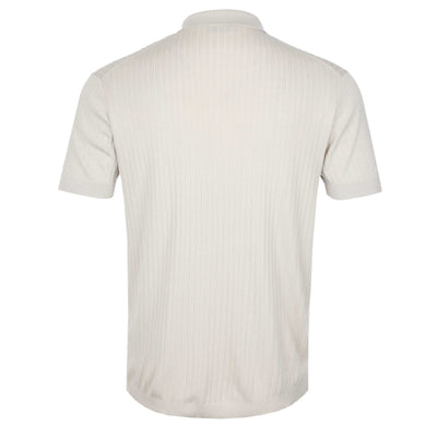 Thomas Maine Ribbed Button Thru Knitted Polo in Cream Back