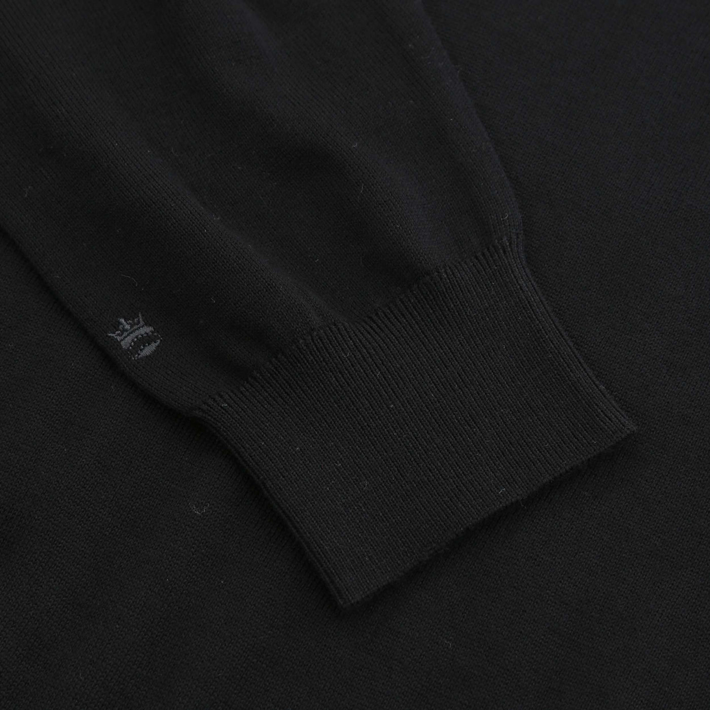 Thomas Maine Zip Knit Merino Polo in Black Logo