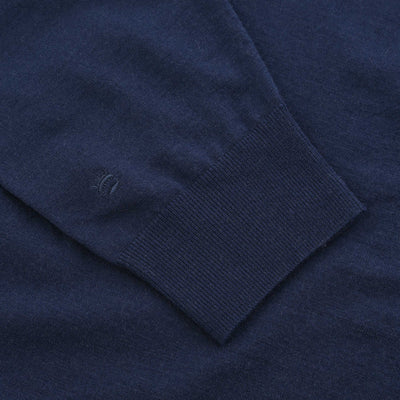 Thomas Maine Zip Knit Polo Shirt in Navy Logo