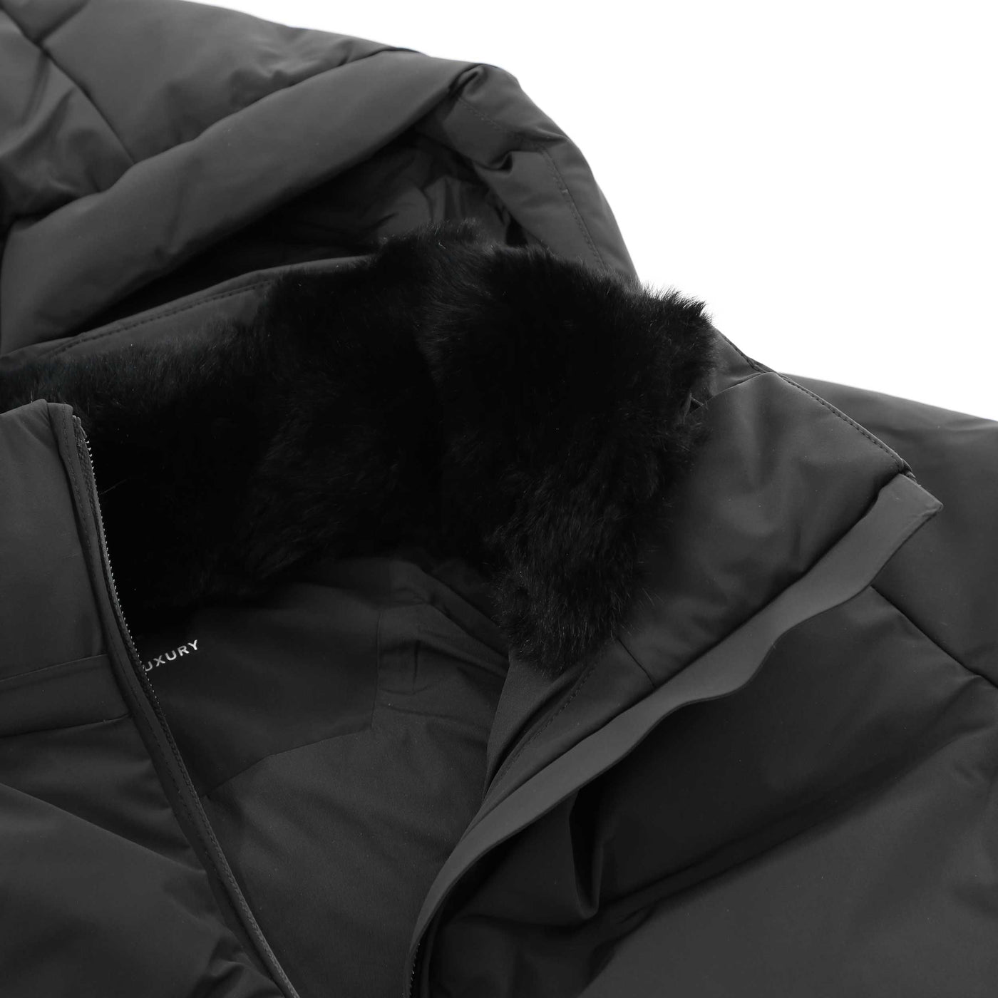 UBR Enigma Ladies Coat in Black Fur Trim