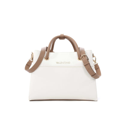 Valentino Bags Alexia Ladies Shopper Bag in White & Tan Front