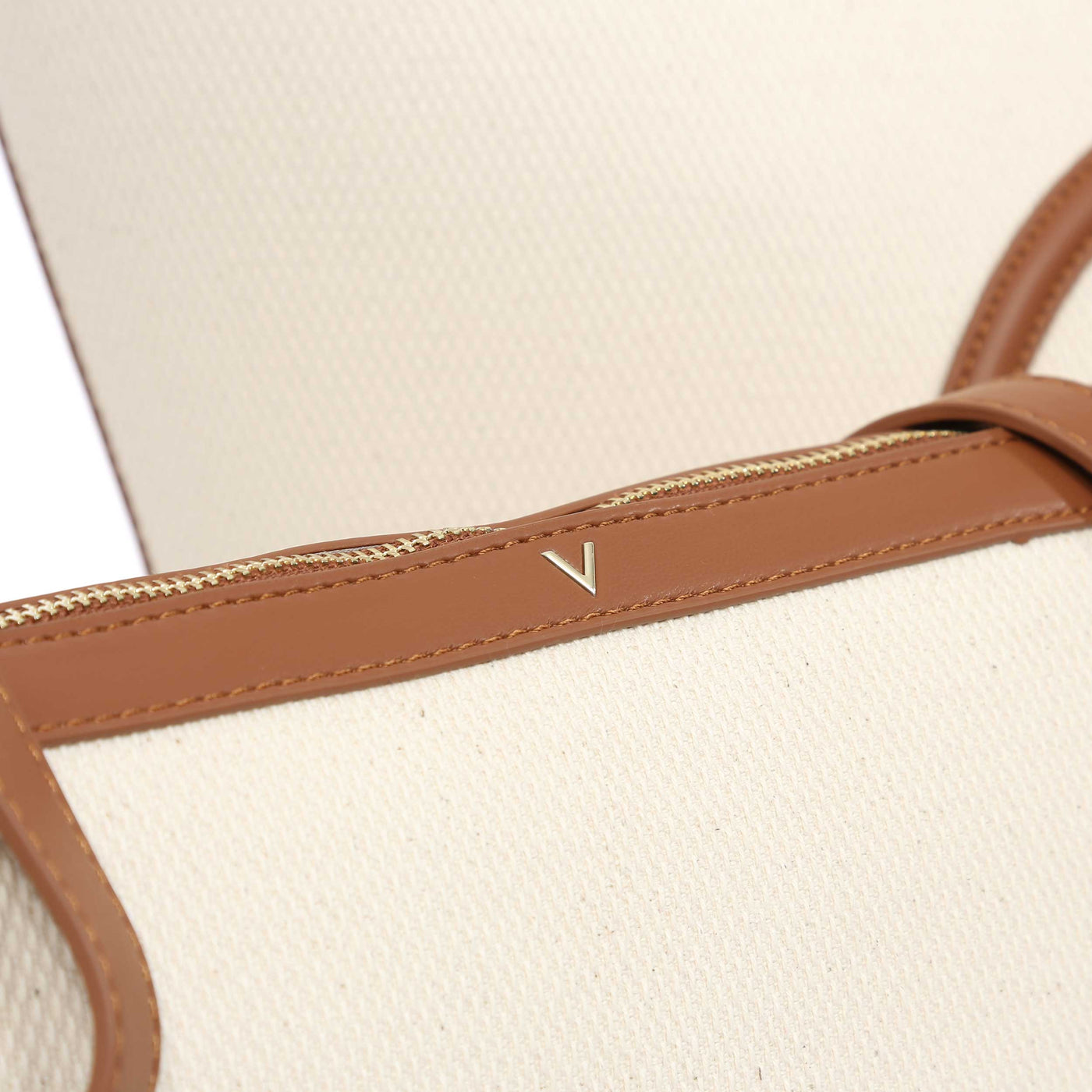 Valentino Bags Covent Ladies Beach Bag in Natural & Tan Clutch Logo