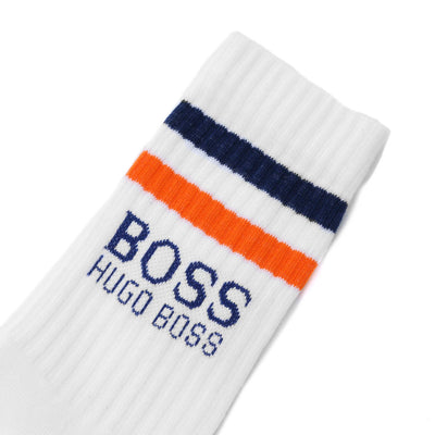 BOSS QS Rib Stripe Sock in White