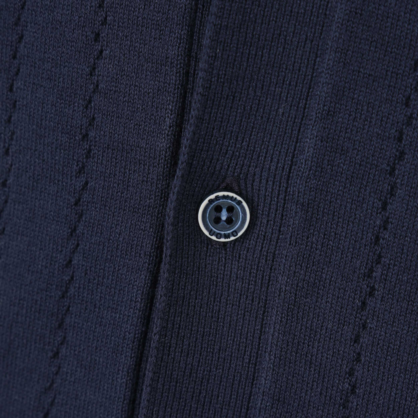 Remus Uomo Knitted Button Thru Polo Shirt in Navy