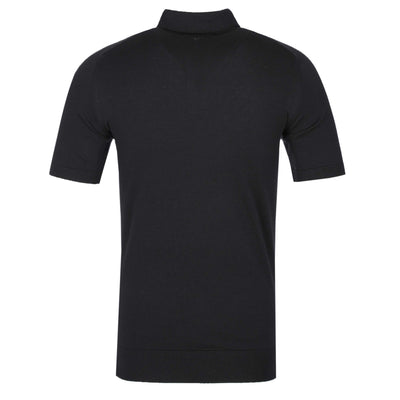 Remus Uomo Waffle Knitted Polo Shirt in Black Back