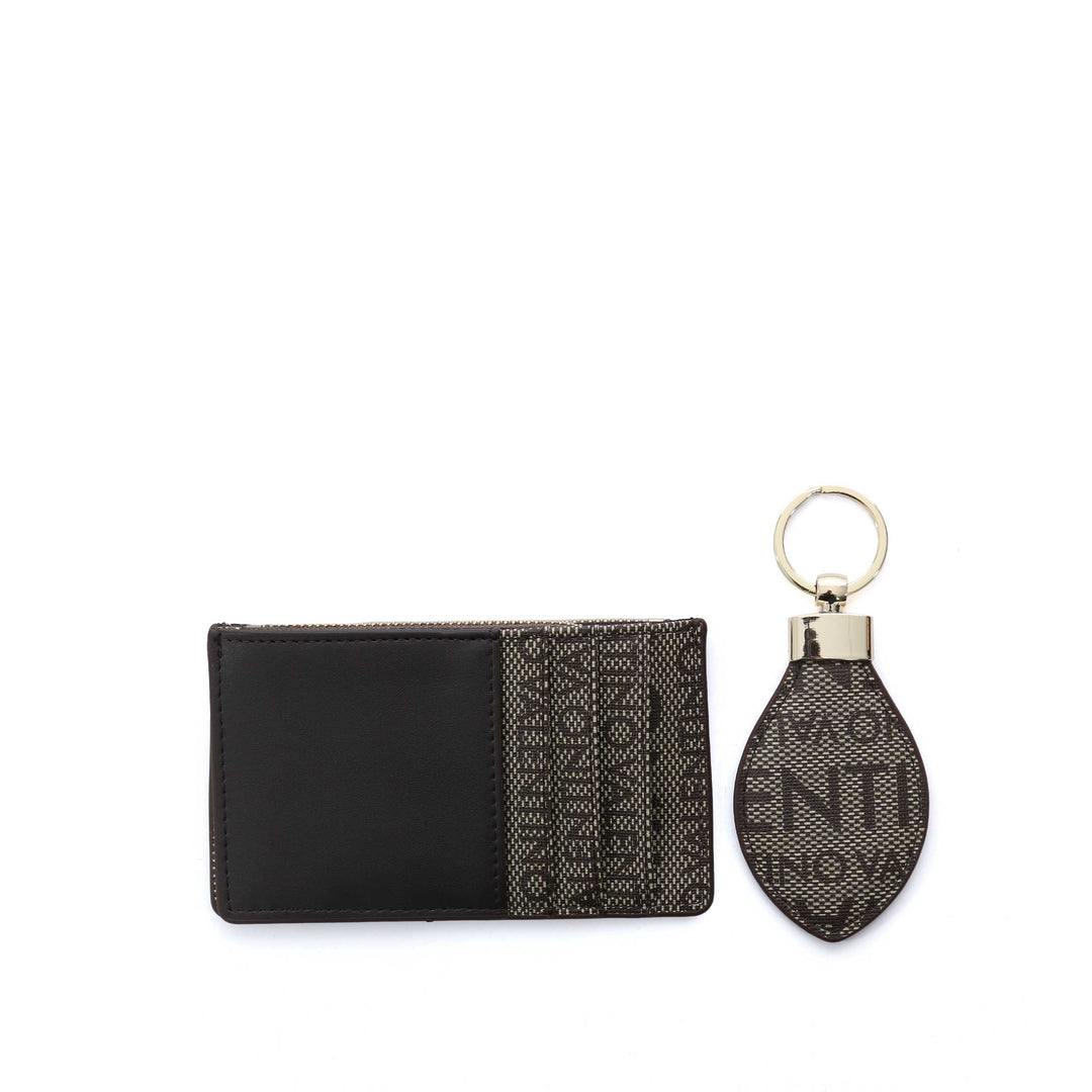 Valentino Bags King Coin Wallet Key Fob in Taupe