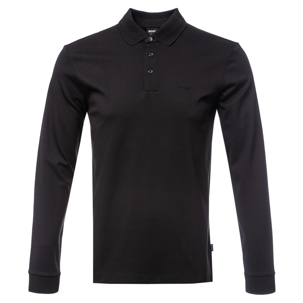 BOSS Pado 30 Long Sleeve Polo Shirt in Black
