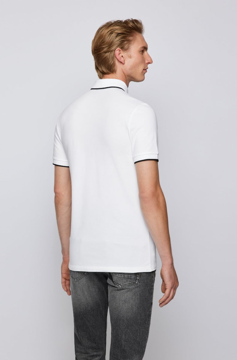 BOSS Passertip 1 Polo Shirt in White  Model 2