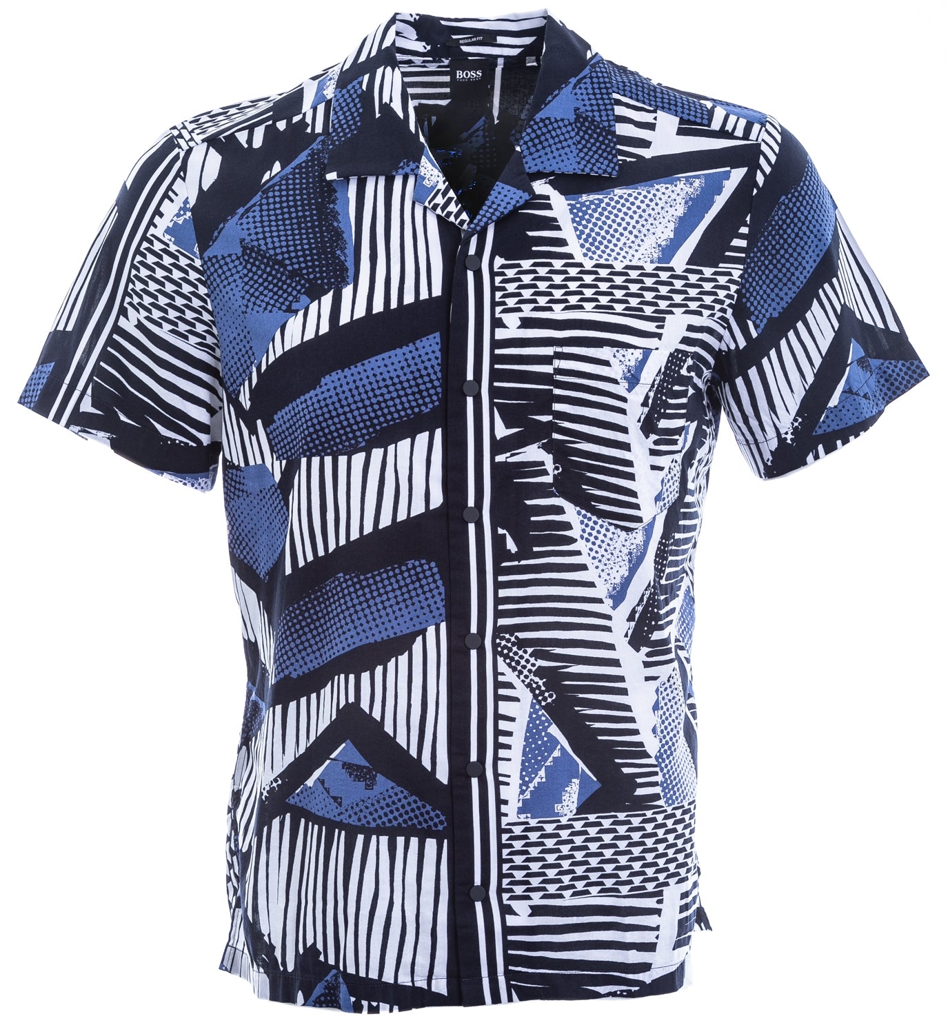 BOSS Rhythm Short Sleeve Shirt in Blue Print
