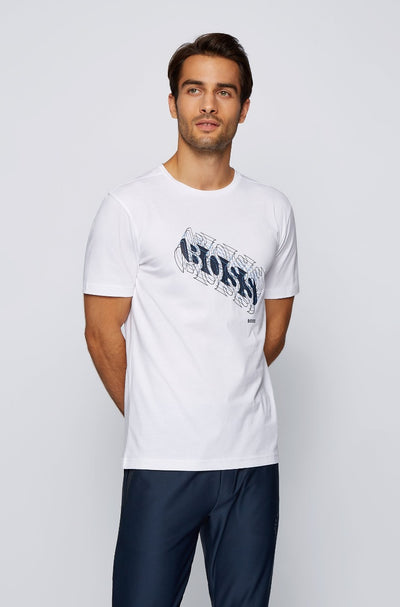 BOSS Tee 3 T Shirt in White  Model 1