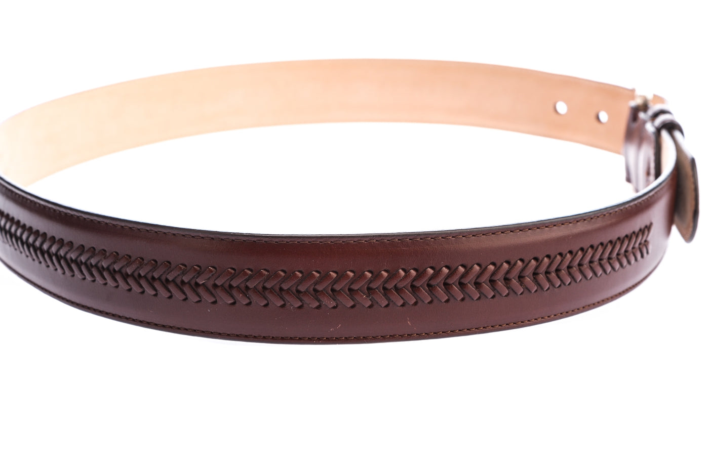 Leyva Woven Leather Belt in Brown Detail