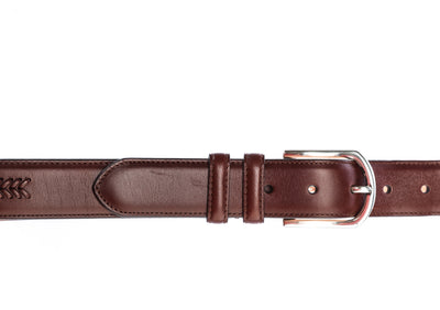 Leyva Woven Leather Belt in Brown Fastened