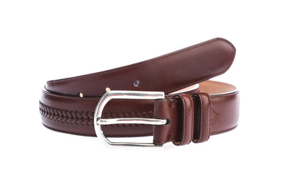 Leyva Woven Leather Belt in Brown Rolled